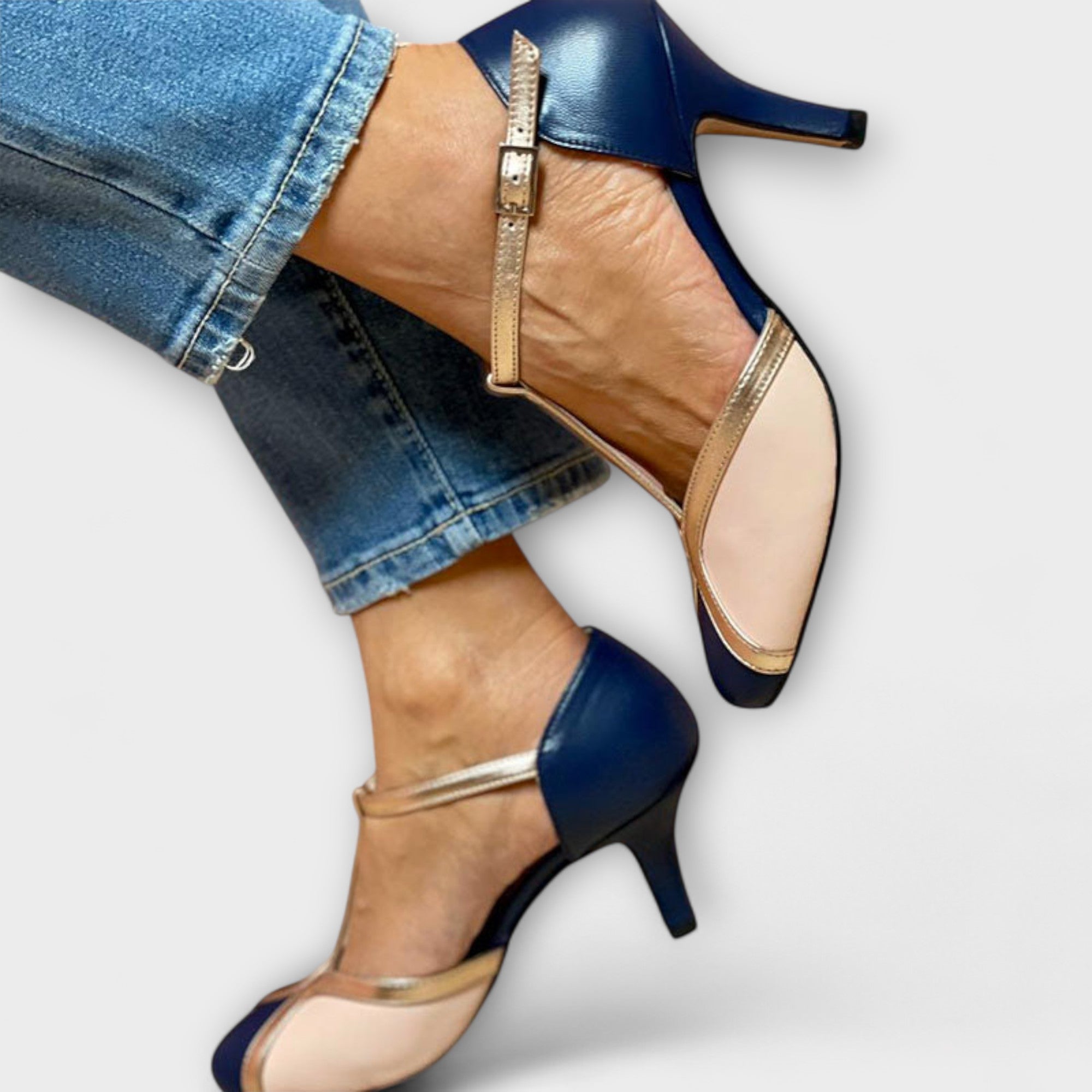 Alessia – dwukolorowy pasek w formie liter T Elegance